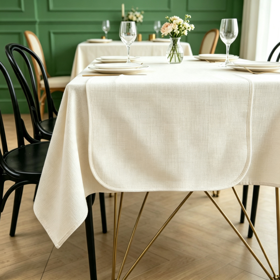 Nappe de table unie en mélange coton‑lin, imperméable anti‑tache, nappe simple pour salle à manger et cuisine