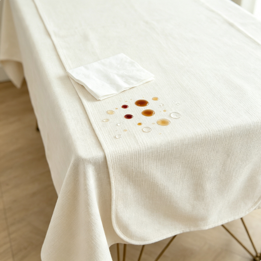 Nappe de table unie en mélange coton‑lin, imperméable anti‑tache, nappe simple pour salle à manger et cuisine
