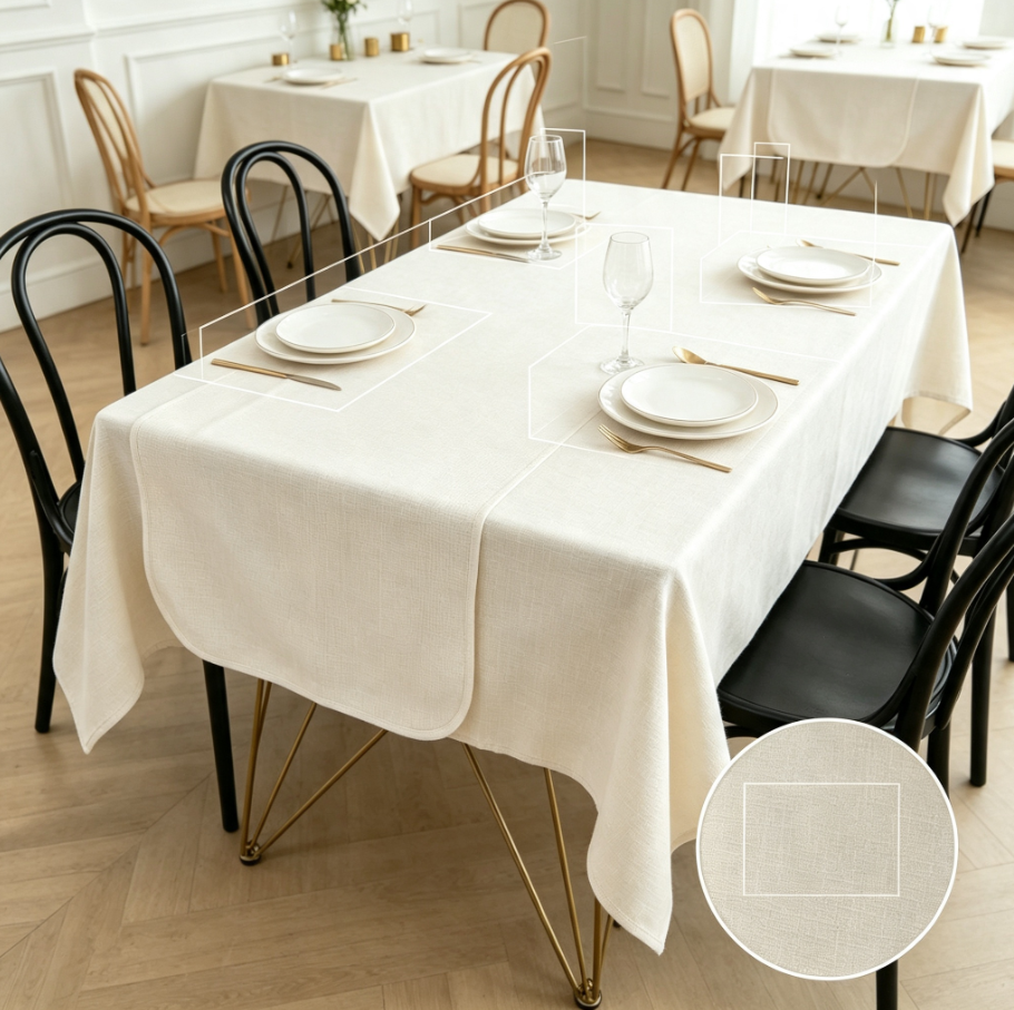 Nappe de table unie en mélange coton‑lin, imperméable anti‑tache, nappe simple pour salle à manger et cuisine