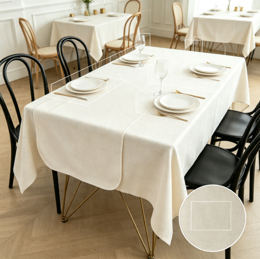 Nappe de table unie en mélange coton‑lin, imperméable anti‑tache, nappe simple pour salle à manger et cuisine