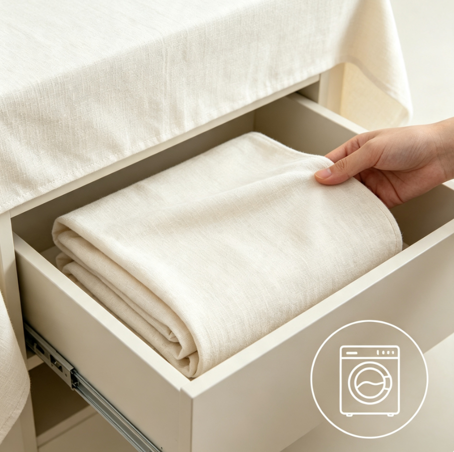 Nappe de table unie en mélange coton‑lin, imperméable anti‑tache, nappe simple pour salle à manger et cuisine