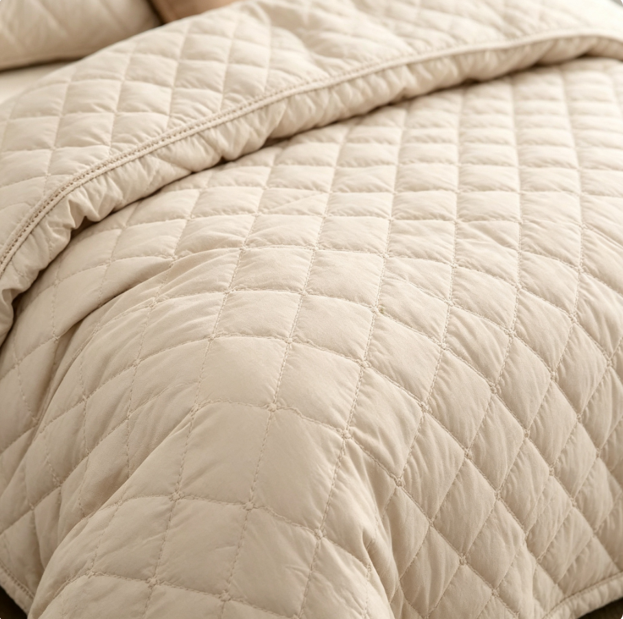 Couvre‑lit matelassé style français 3 pièces, matelassage losange épais, lavable en machine, pour chambre à coucher