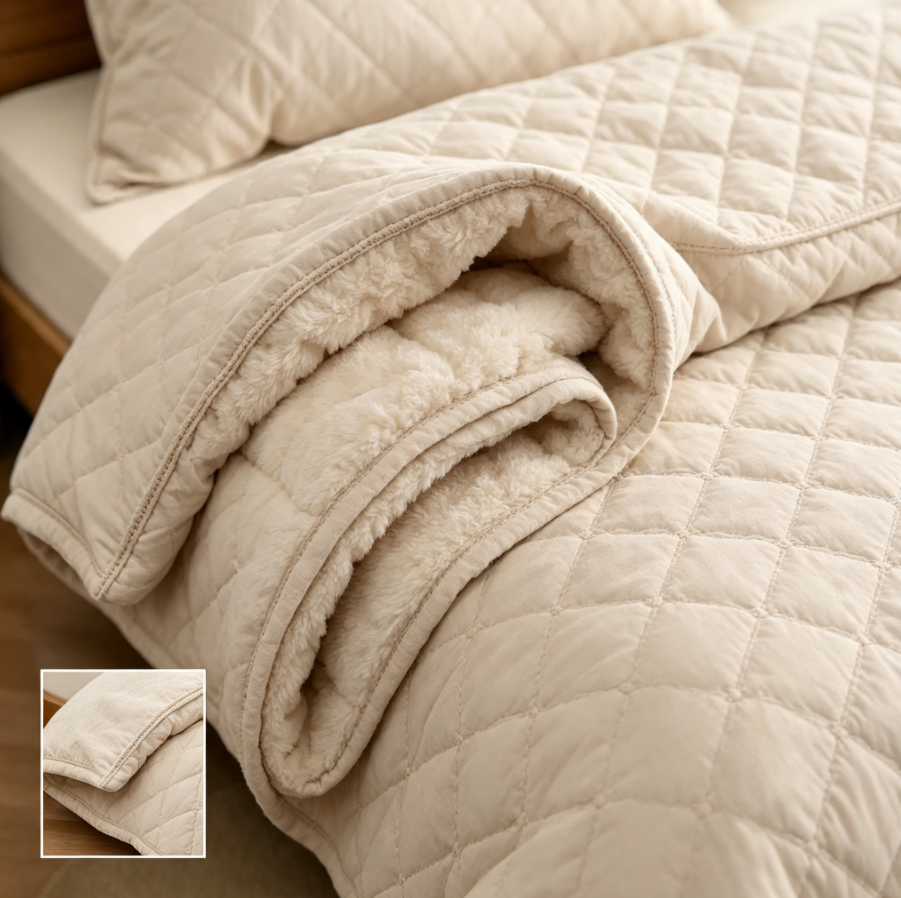 Couvre‑lit matelassé style français 3 pièces, matelassage losange épais, lavable en machine, pour chambre à coucher